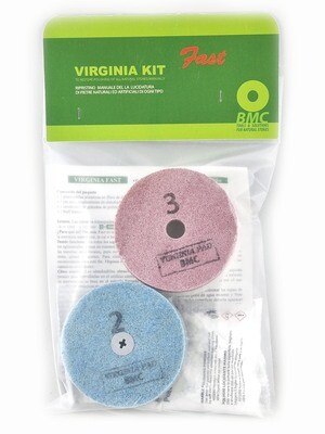 BMC VIRGINIA FAST kit for the manual restoration of polished marble by 3 diamond abrasive sponge fiber pads and 100 gr polishing powder to restore the marble polish
