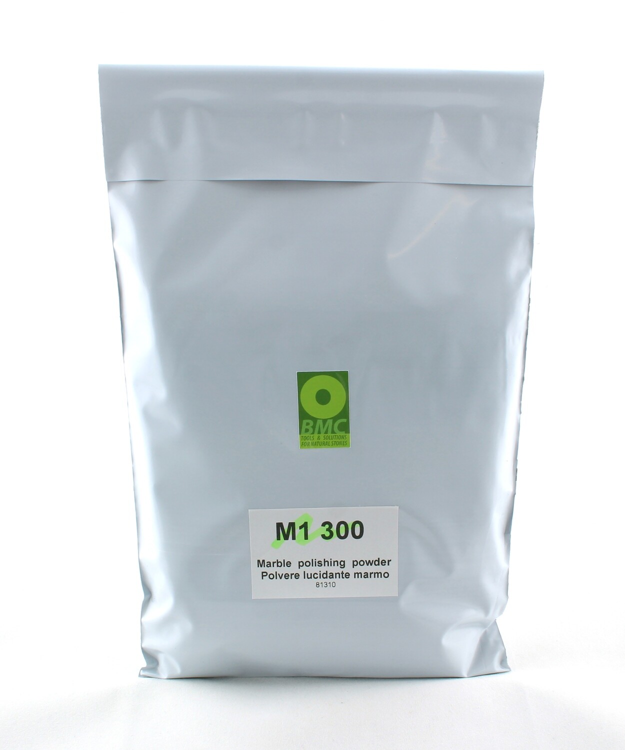 BMC M1-300 Polishing Powder for marble and limestone, 300 g bag, for treating dull, light corrosion stains on mirror-polished surfaces. For manual application BMC M1-300 Polishing Powder for marble and limestone, 300 g bag, for treating dull, light corrosion stains on mirror-polished surfaces. For manual application