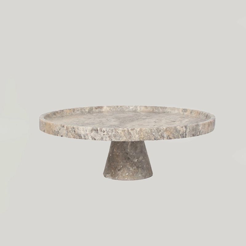 SILVER TRAVERTINE CAKE STAND