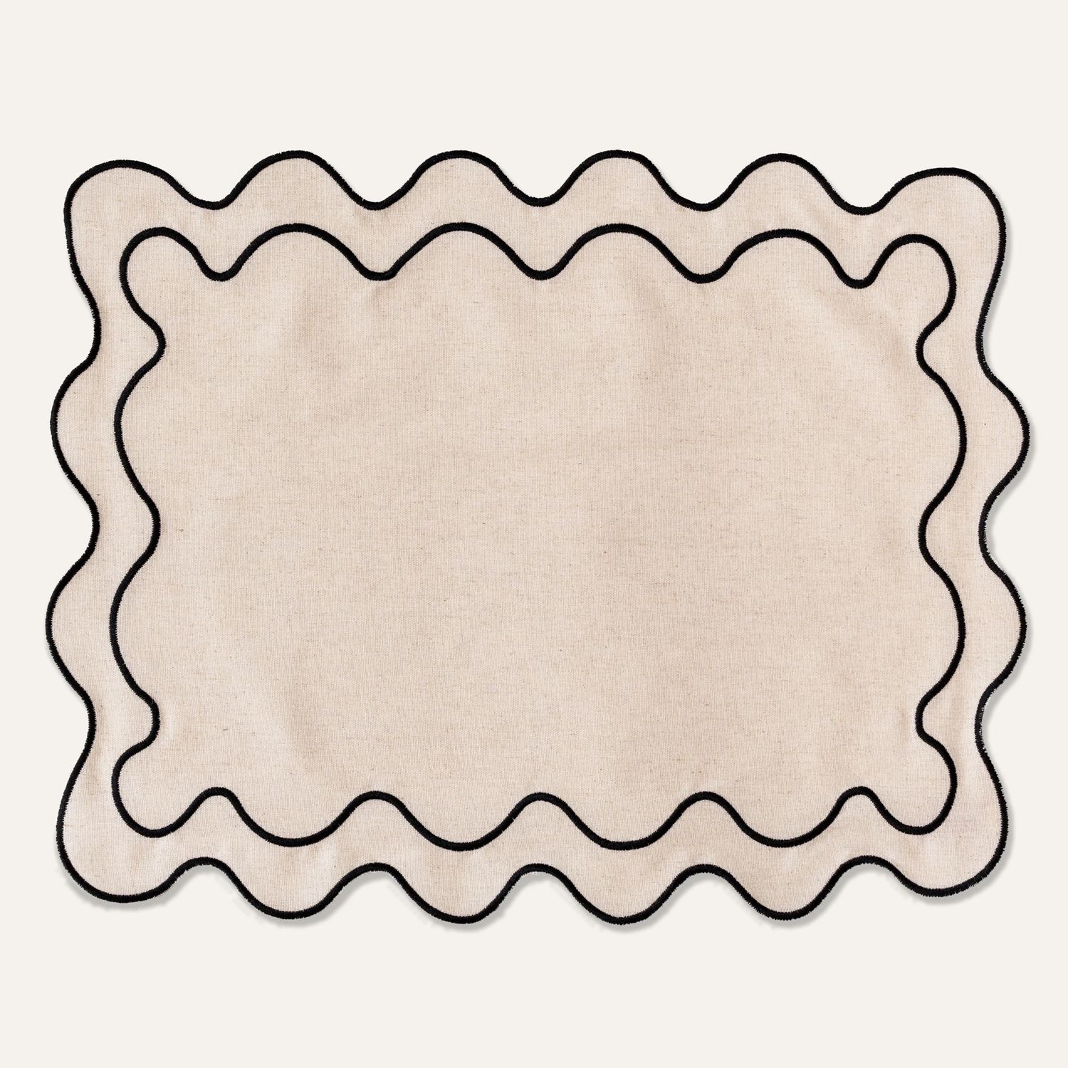 Placemats wavy beige linen-blend - set of 2