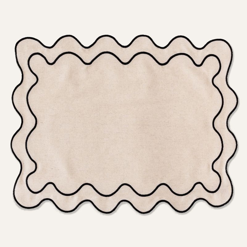Placemats wavy beige linen-blend - set of 2 Placemats wavy beige linen-blend - set of 2
