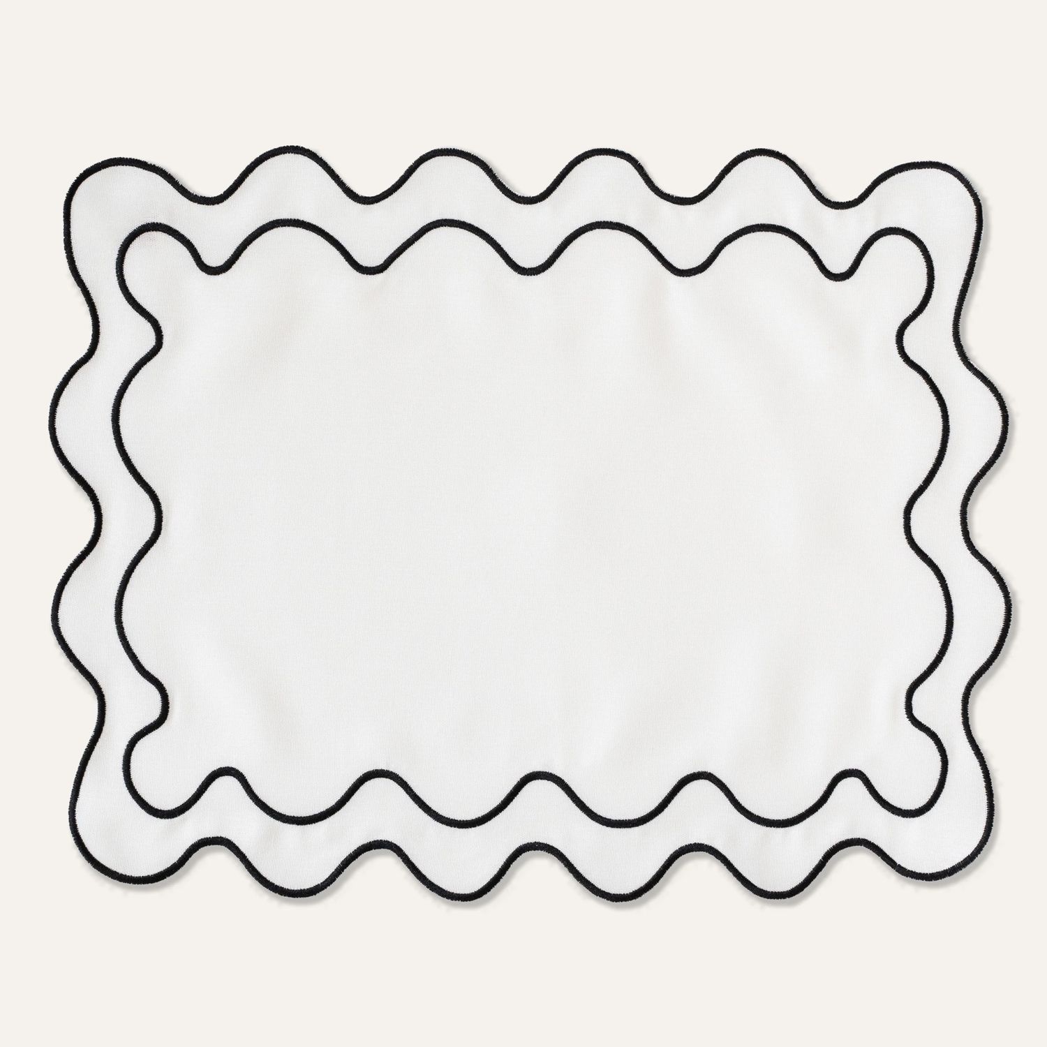 Placemat wavy white linen-blend - set of 2