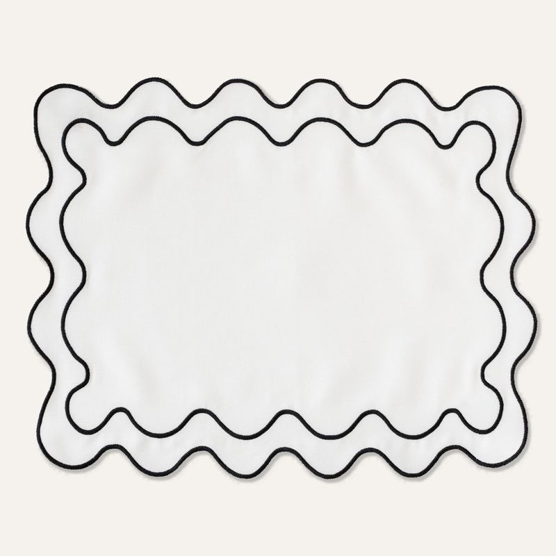 Placemat wavy white linen-blend - set of 2 Placemat wavy white linen-blend - set of 2