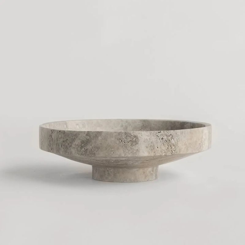 SILVER TRAVERTINE NARROW BOWL