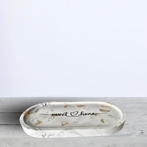 Untersetzer &quot;Home sweet Home&quot; Marmor Gold