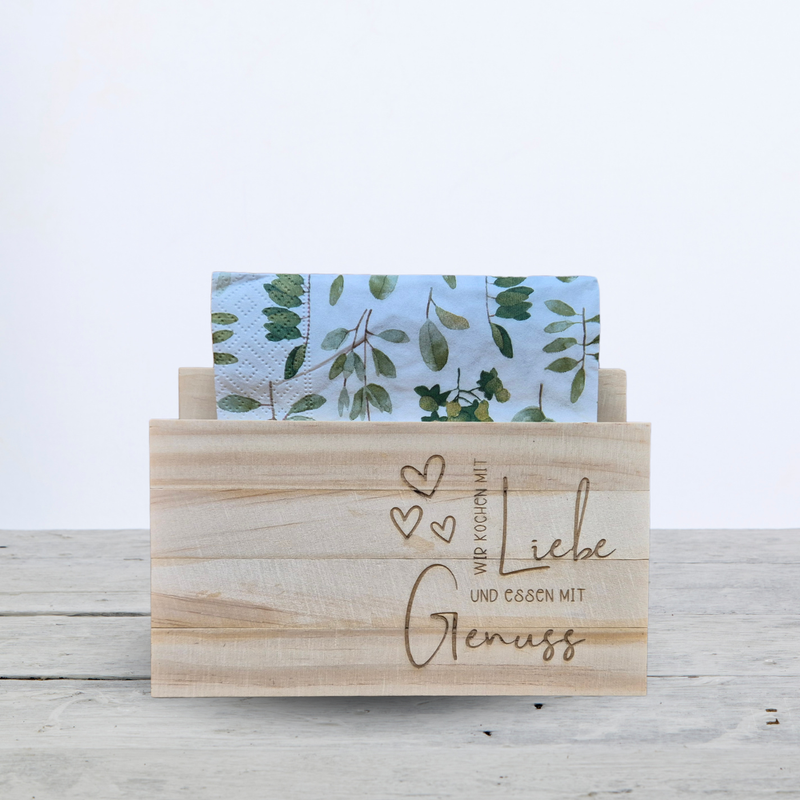 Serviettenhalter hell &quot;Liebe Genuss&quot;