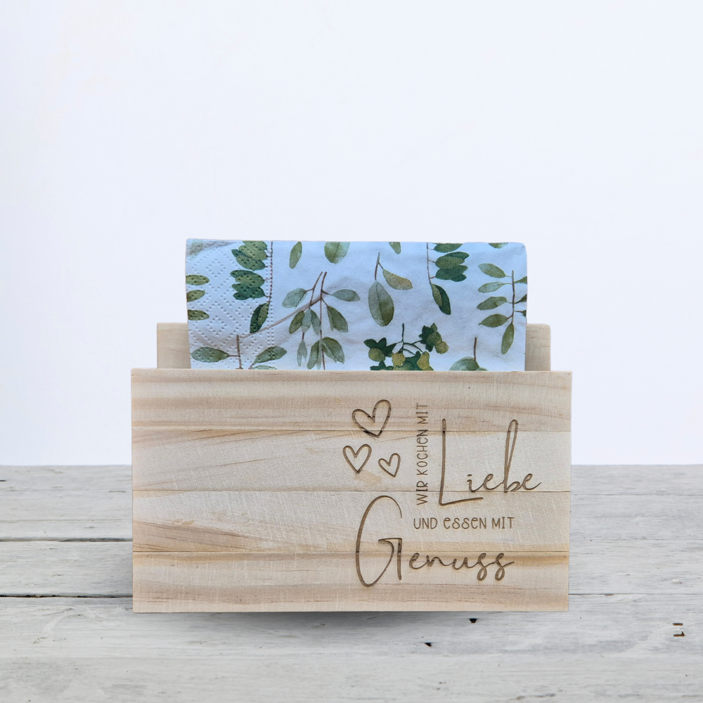 Serviettenhalter hell "Liebe Genuss"