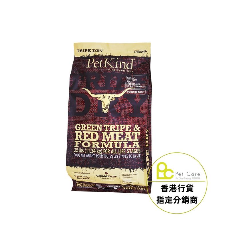 加拿大Petkind 無穀物極級草胃紅及牛肉配方狗乾糧 25lb