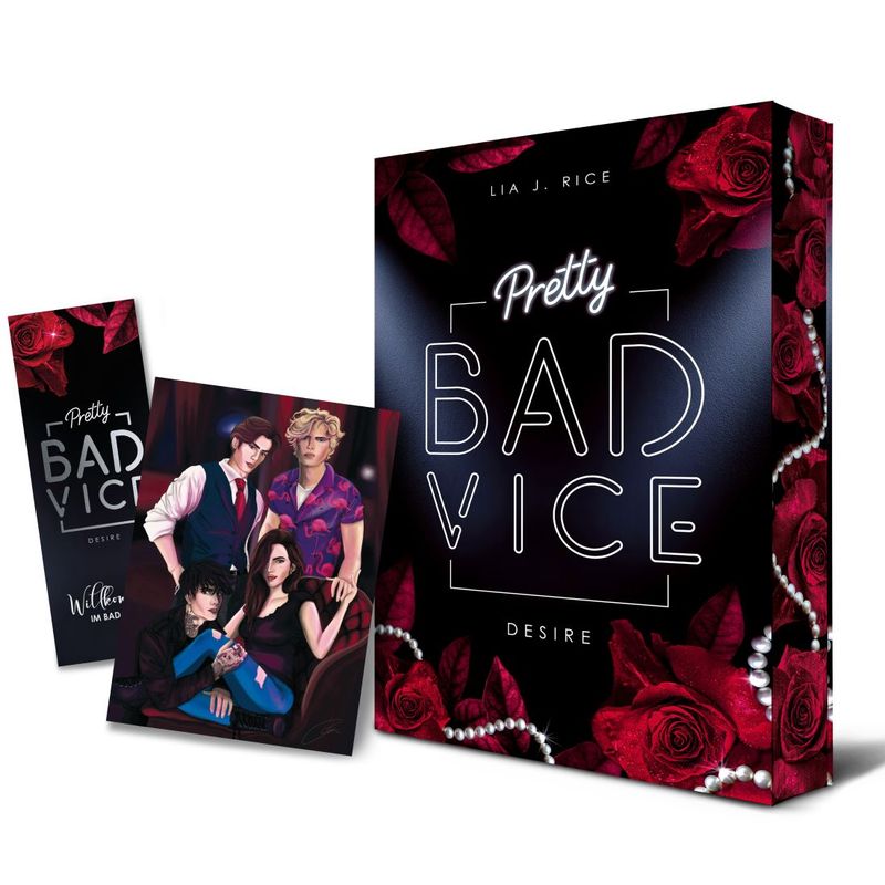 Pretty Bad Vice - DESIRE (Band 1) Bundle mit Taschenbuch (Farbschnitt), Lesezeichen und Charakterkarte