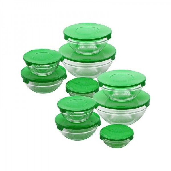 Set contenitori per alimenti in vetro con coperchi (10 pezzi)