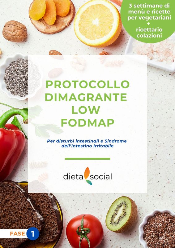 Protocollo Dimagrante Low FODMAP  per sindrome dell'intestino irritabile (menù vegetariani) - fase 1
