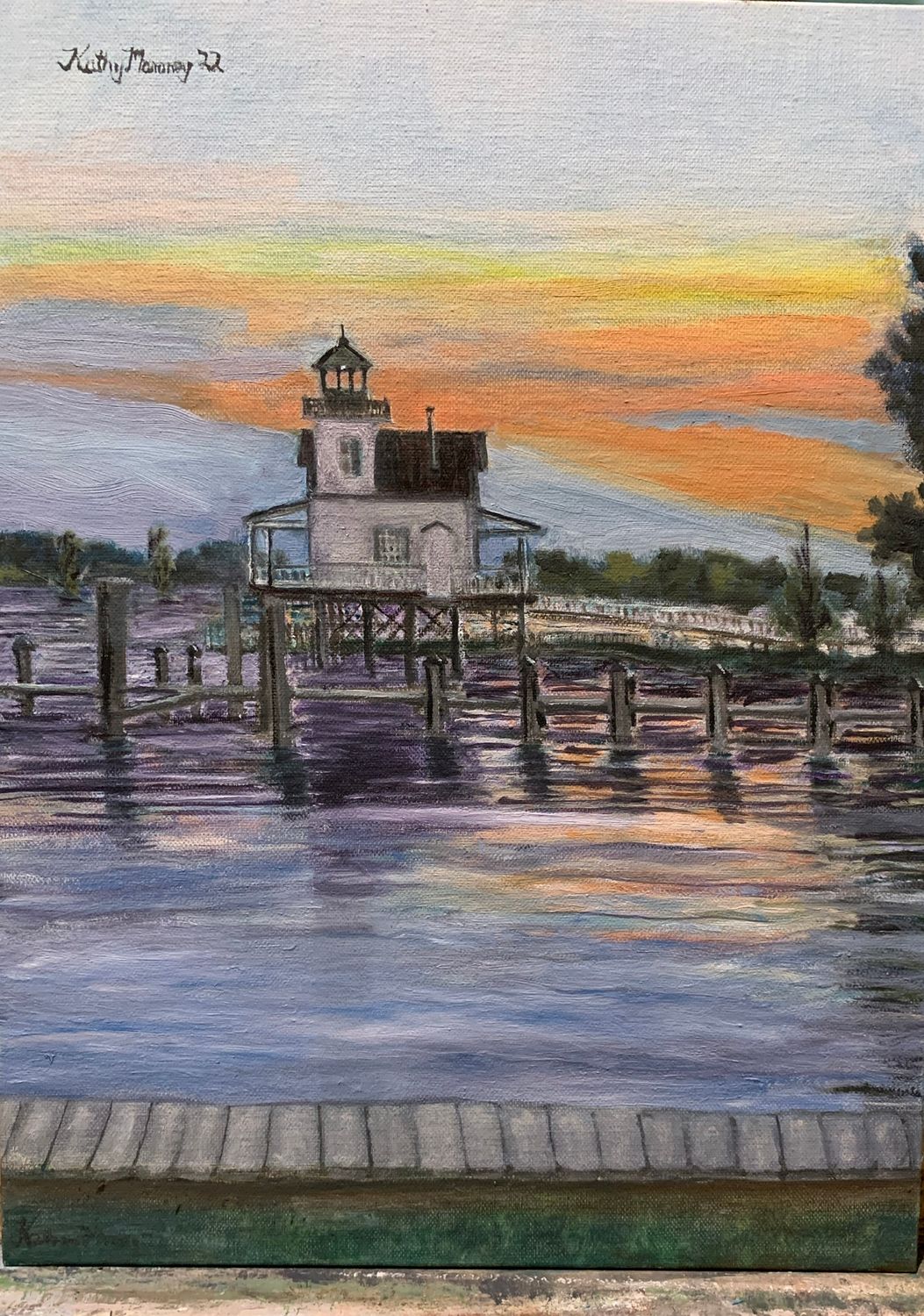 PRINT: Lighthouse at Dusk in Edenton