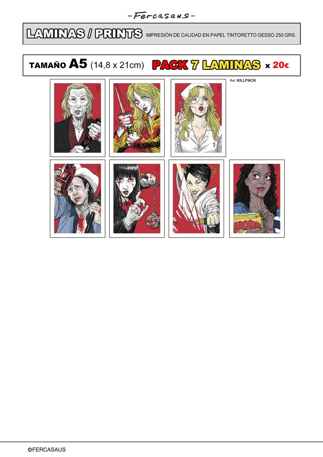 Pack 7 láminas KILL BILL