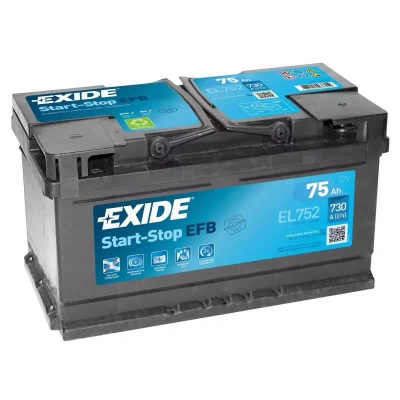 Exide EL752 Start-Stop EFB 75Ah 730A Type 110 12V Car Battery