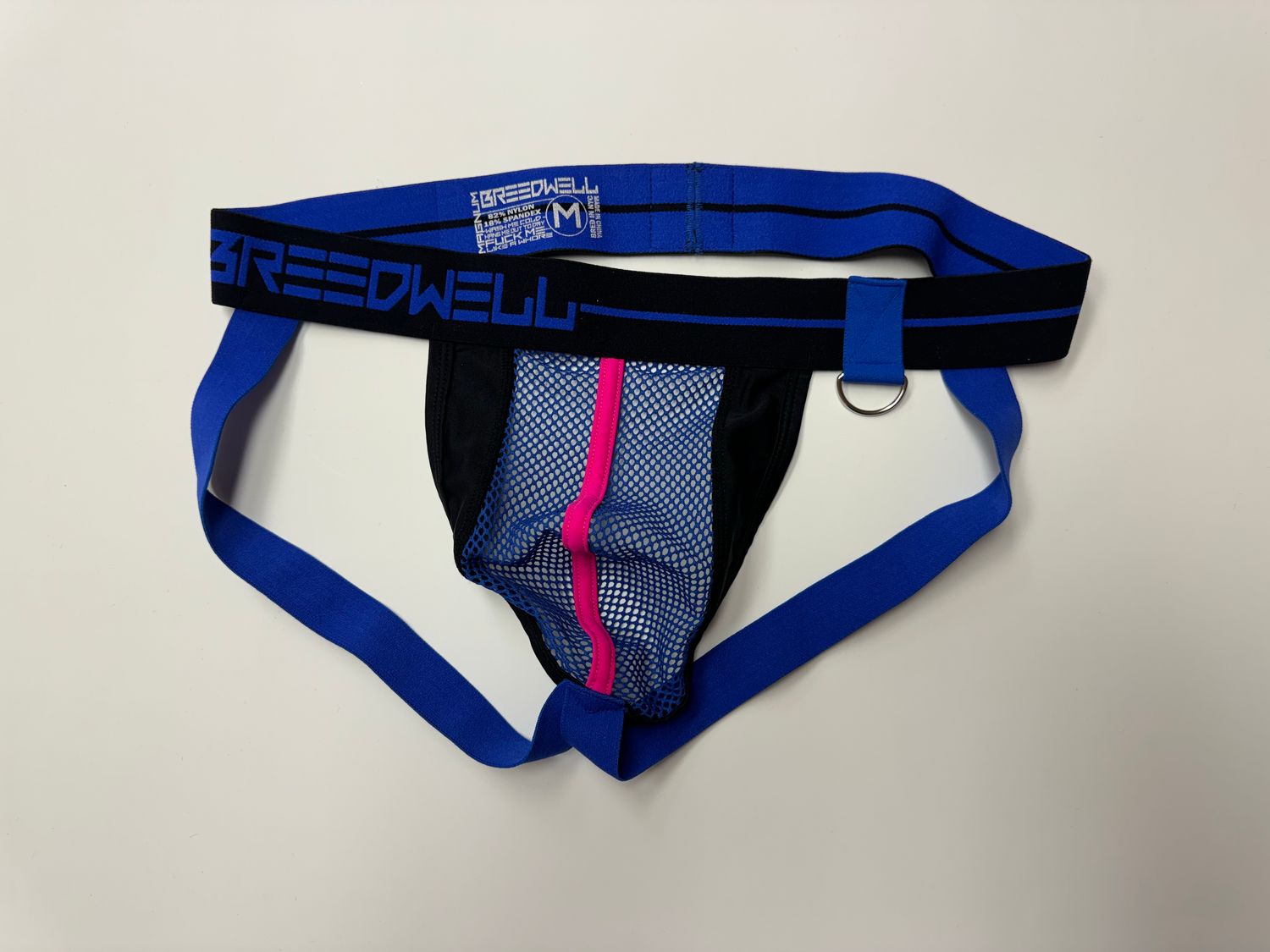 Breedwell Blue Mesh Jockstrap w/Pink Stripe (Medium)