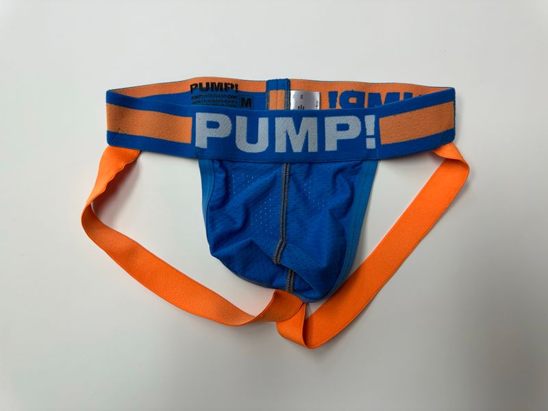 Pump! Blue and Orange Jockstrap (Medium)
