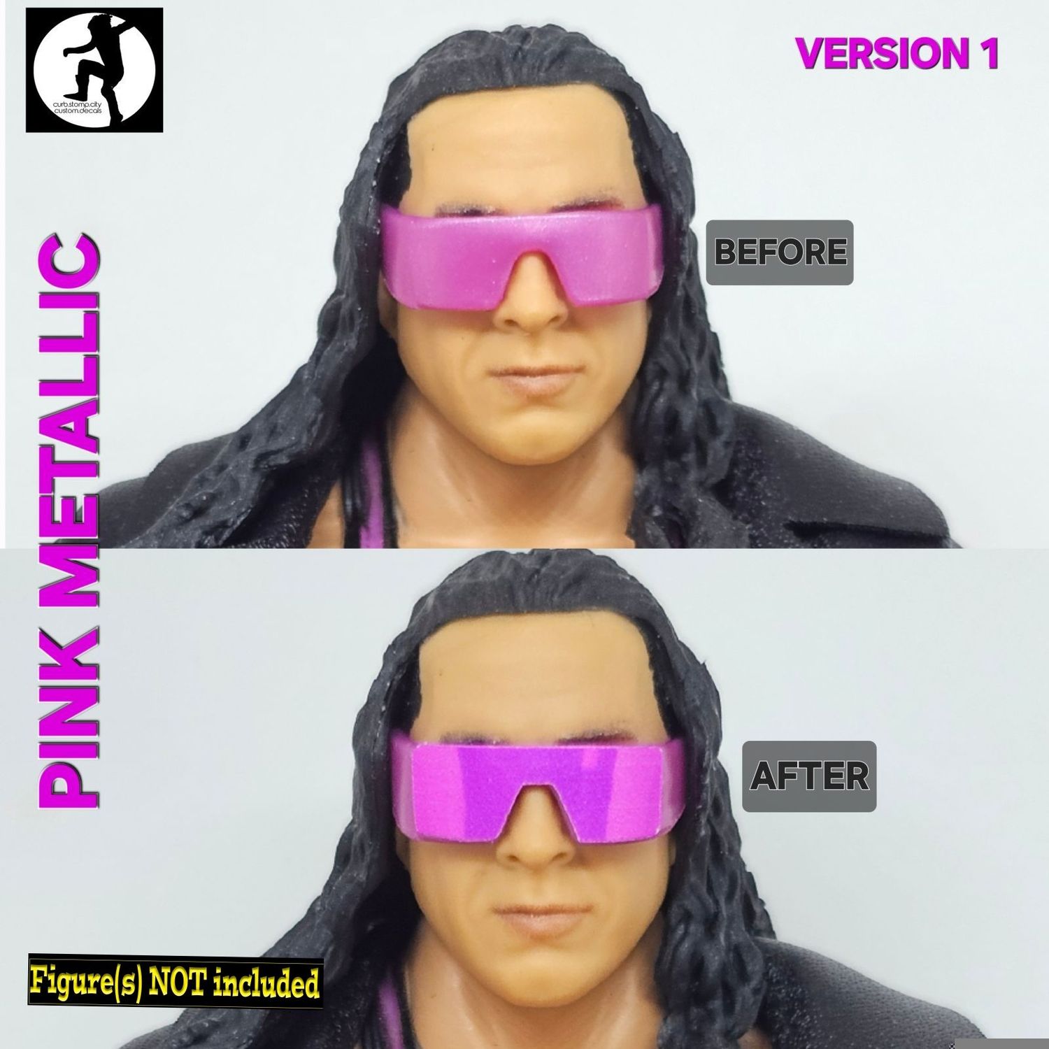 Bret Hart Sunglasses (Pink/Silver Metallic Sticker Decals)