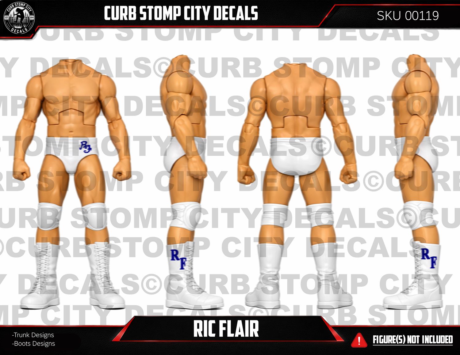 Ric Flair v1, Trunk colors: Blue initials on White Trunks w/ Blue initials on white boots