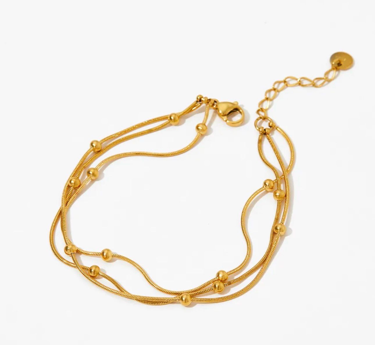 TRIPLE BEADED GOLD BRACELET