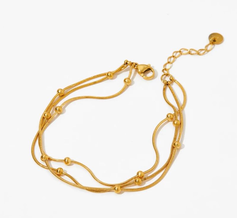 TRIPLE BEADED GOLD BRACELET
