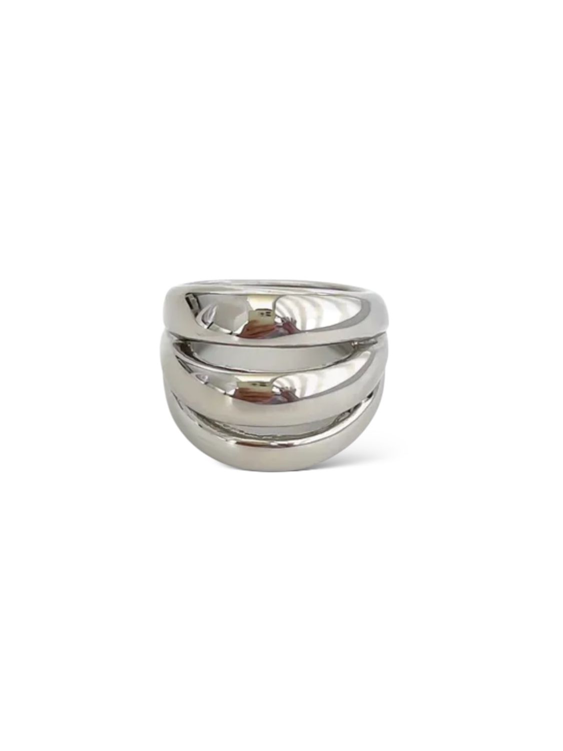 3 LAYERED SILVER RING