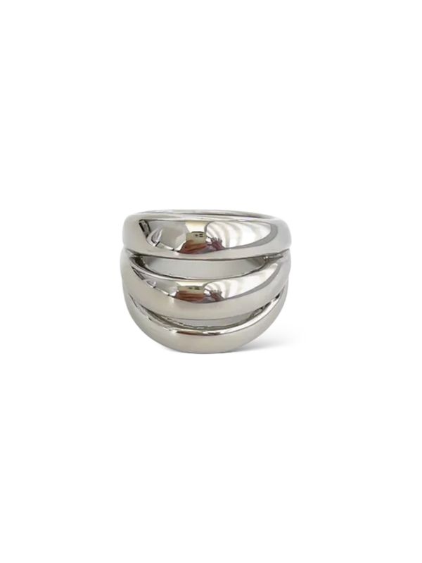 3 LAYERED SILVER RING