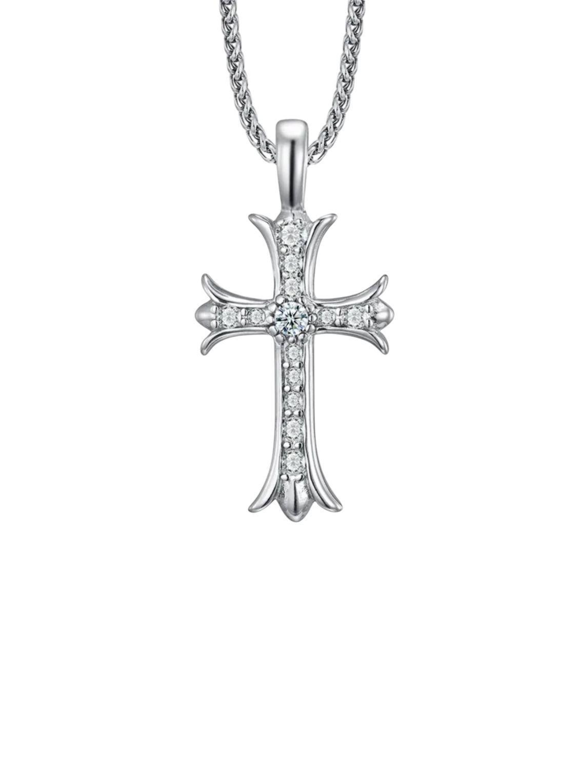 CHROME DOUBLE SIDED PENDANT NECKLACE
