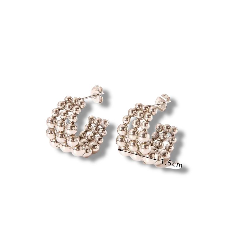 SMALL BEADED SILVER EARRINGS