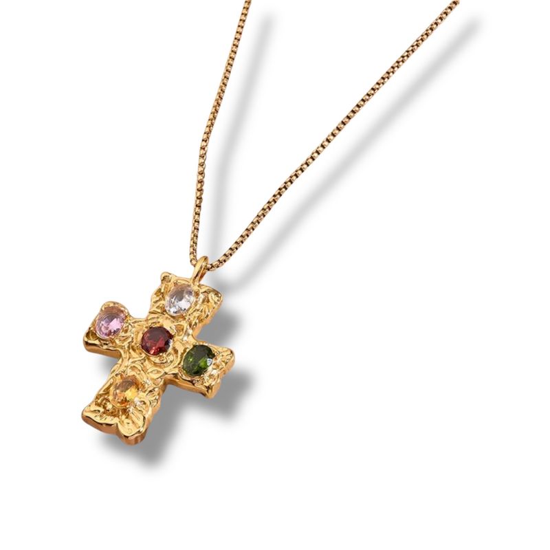 GOLD DIAMOND CROSS NECKLACE