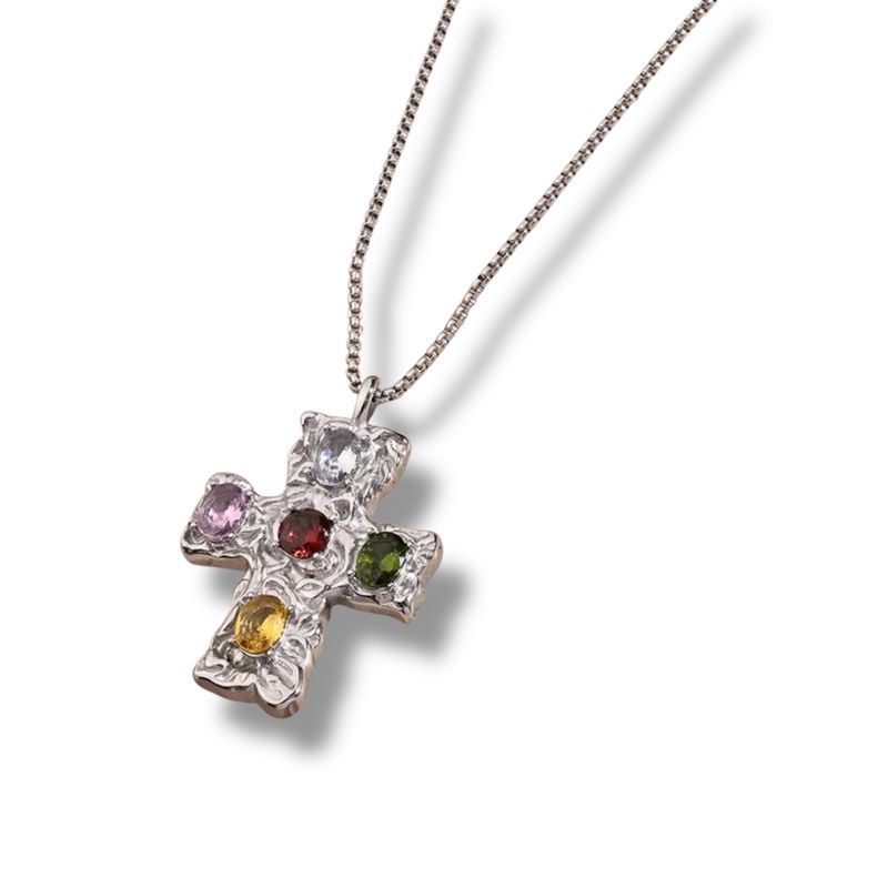 SILVER DIAMOND CROSS NECKLACE
