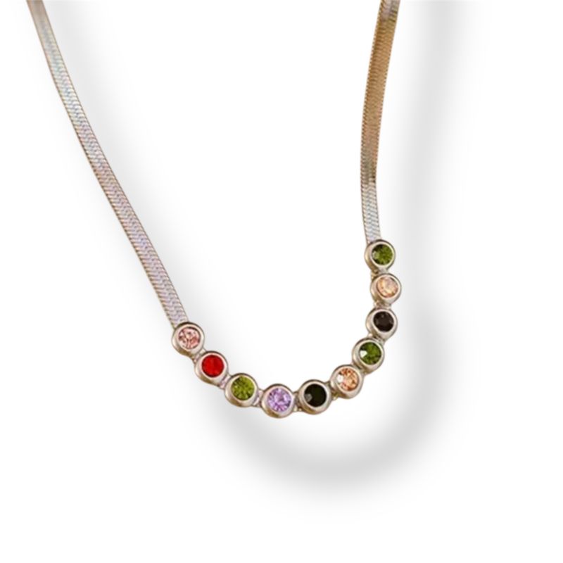 AURORA GEMSTONE SILVER  NECKLACE