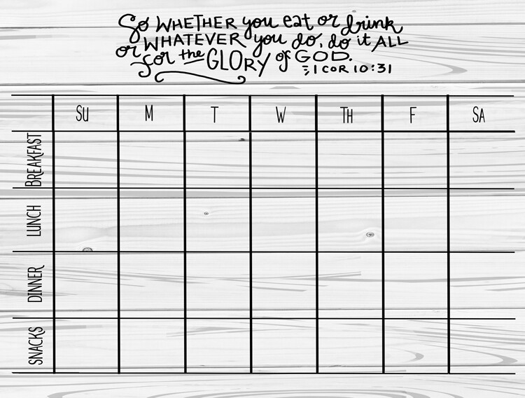 Metal Meal Planner for wall, door or fridge - 12&quot; x 16&quot;