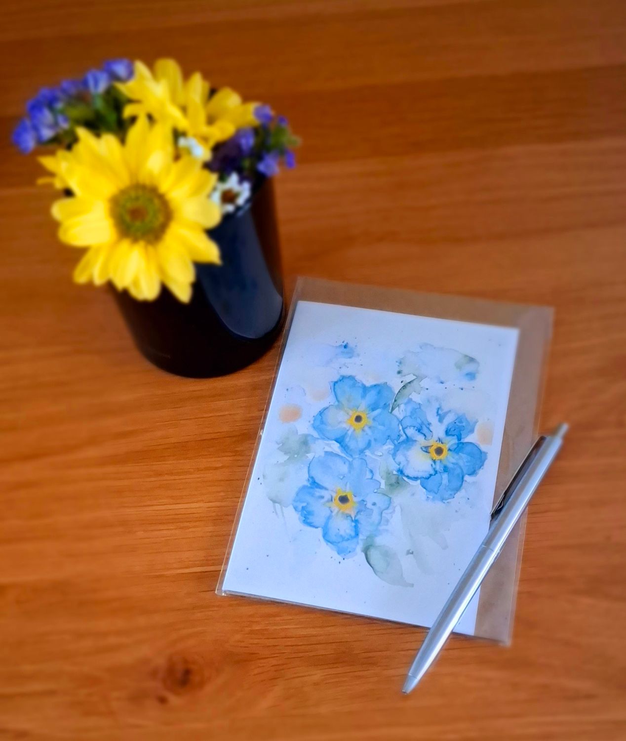 Abstract Floral Greeting Card - Forget Me Not
