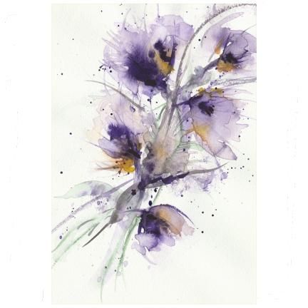 Floral Splash - Abstract Floral Watercolor Art in Purple Tones - 10&quot;x8&quot;
