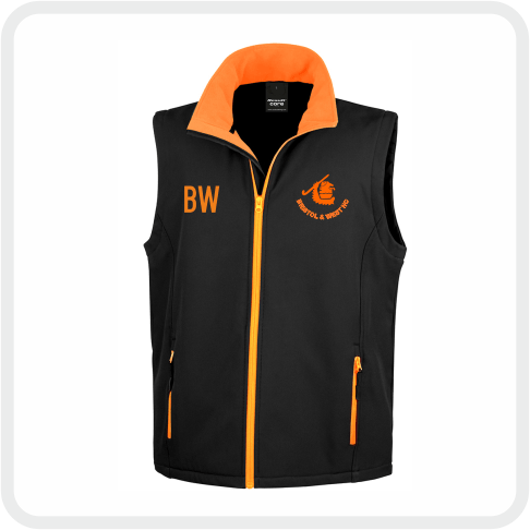 Bristol West Hockey Club Softshell Gilet Black Orange RS232M
