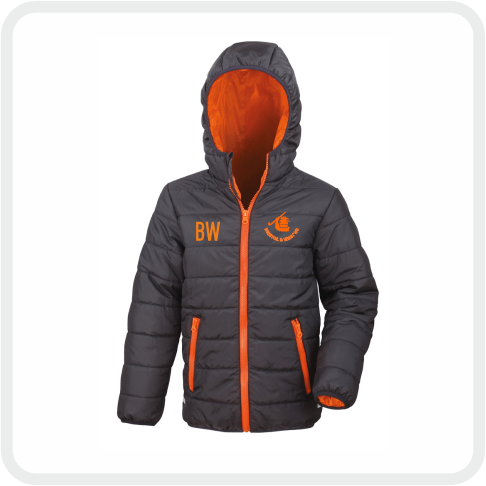 Bristol & West Hockey Club Kids Soft Padded Jacket (Black/Orange) RS233B