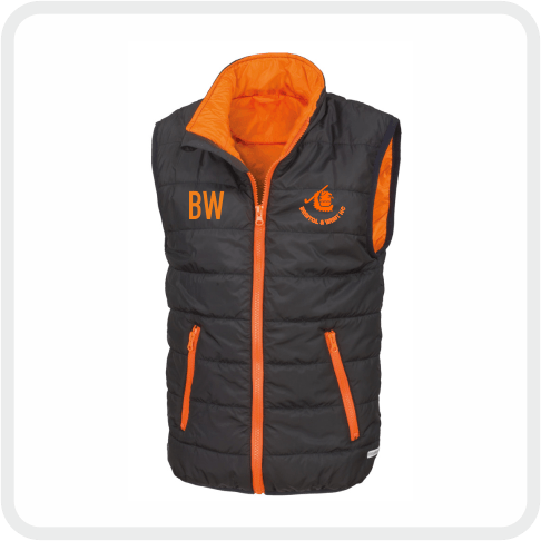 Bristol & West Hockey Club Kids Soft Padded Bodywarmer (Black/Orange) RS234B