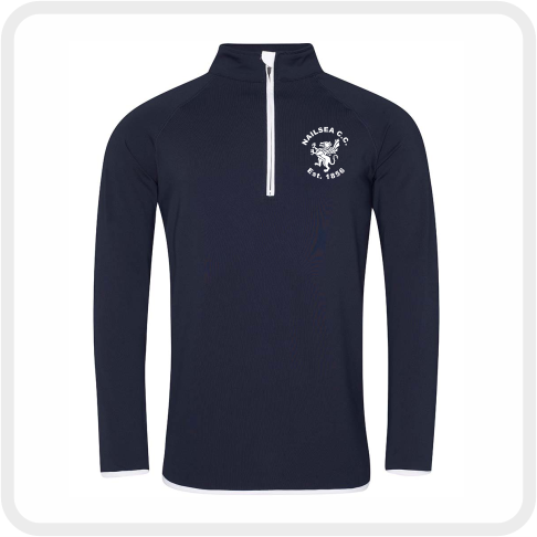 Nailsea CC Performance Cool Half Zip Sweat Top (Navy/White) JC031