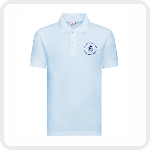 Our Lady of the Rosary Polo Shirt (Sky) AC004B
