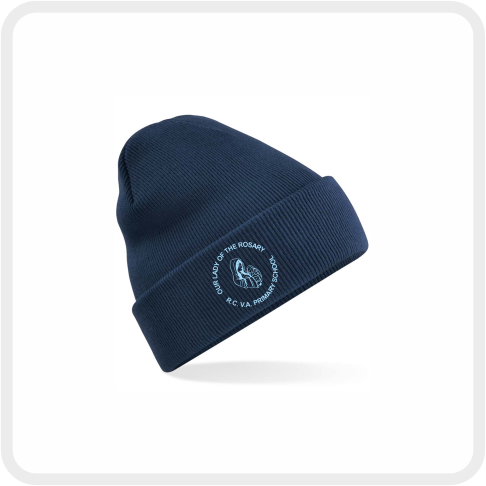 Our Lady of the Rosary Acrylic Cuffed Beanie (Navy) BB45B