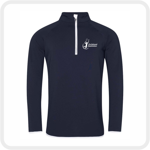 Portishead Badminton Cool Half Zip Sweat Top (Navy/White)
