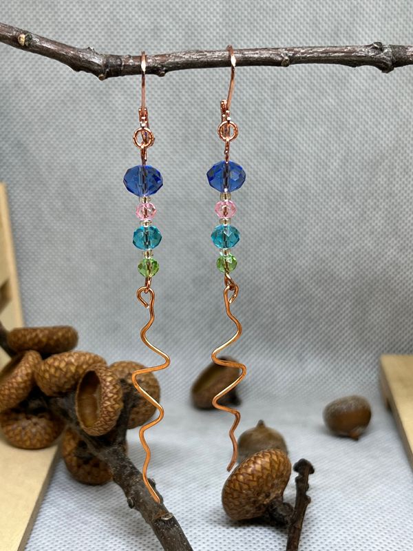 Blue glass beads and wire