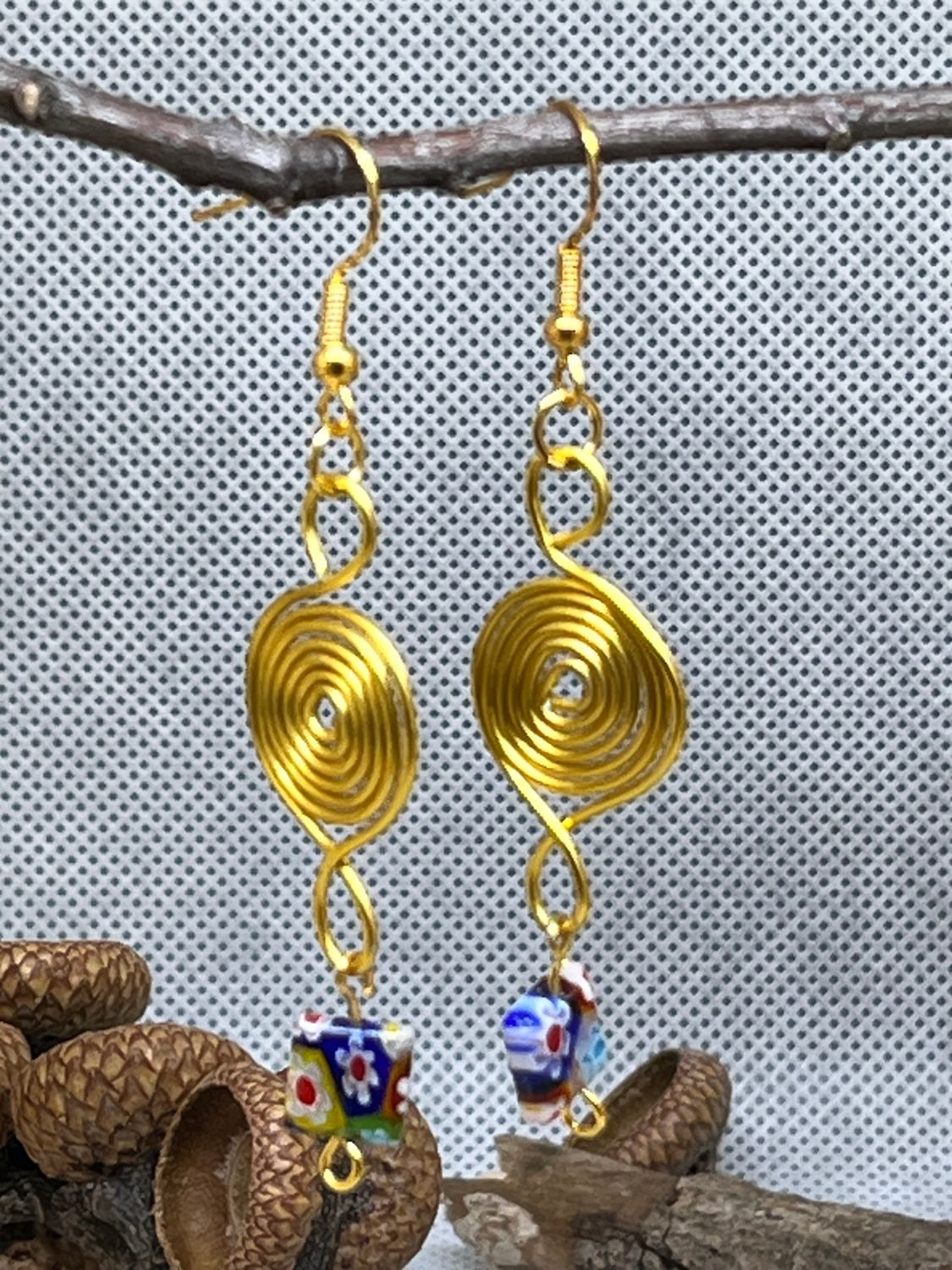 Gold Swirl with Bohemian Bead
