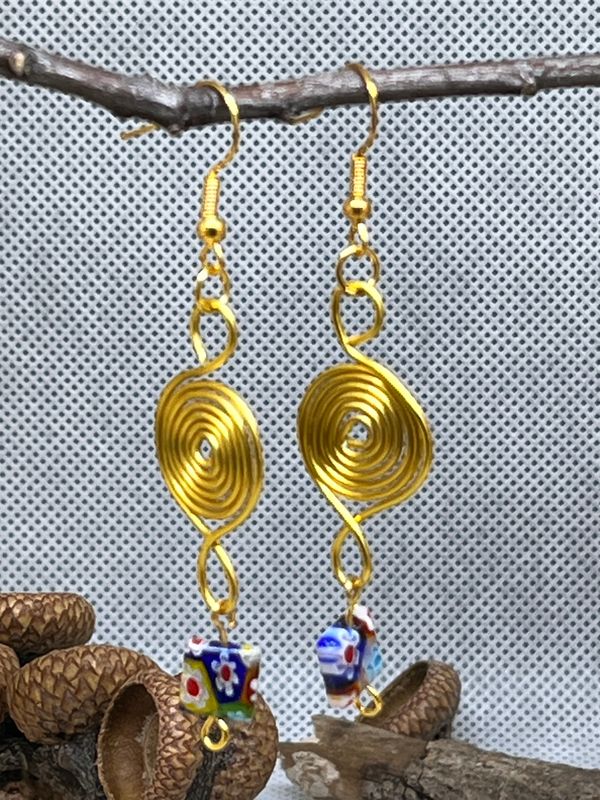 Gold Swirl with Bohemian Bead