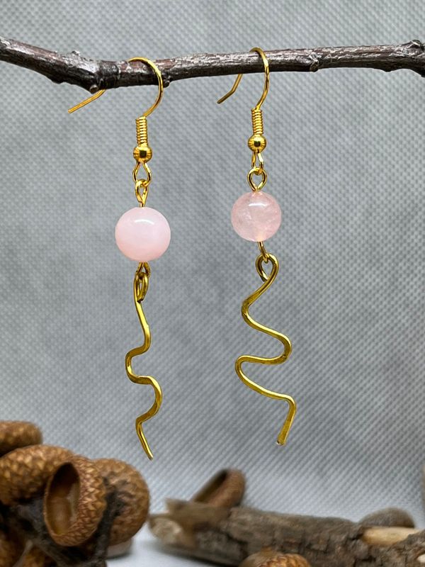 Rose Quartz and Hammered Wire