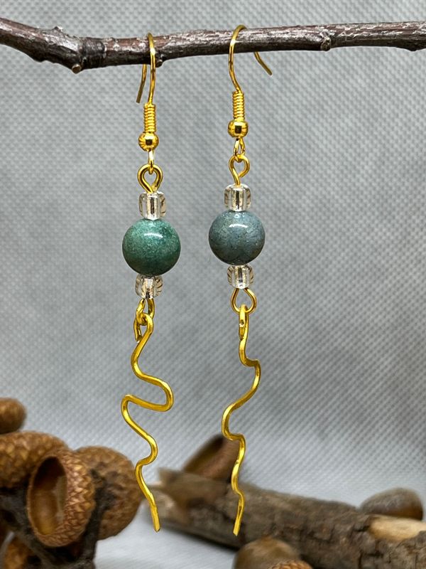 Green Jasper and Hammered Wire