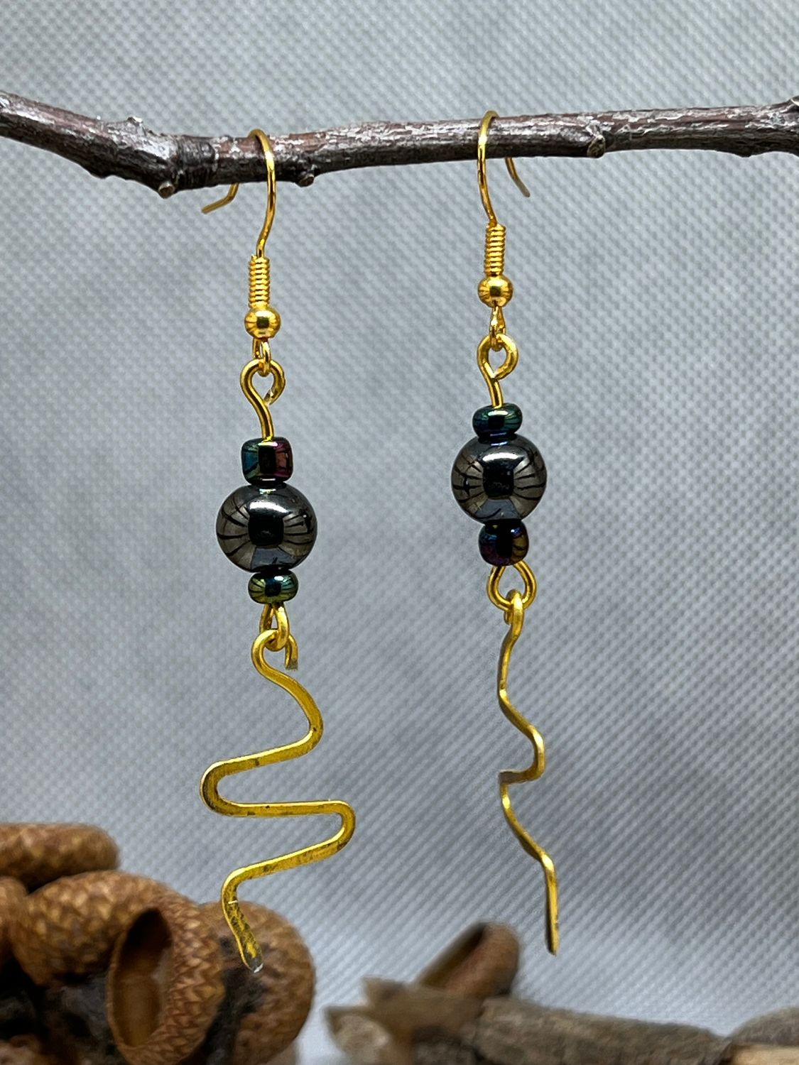 Hematite and Hammered Wire