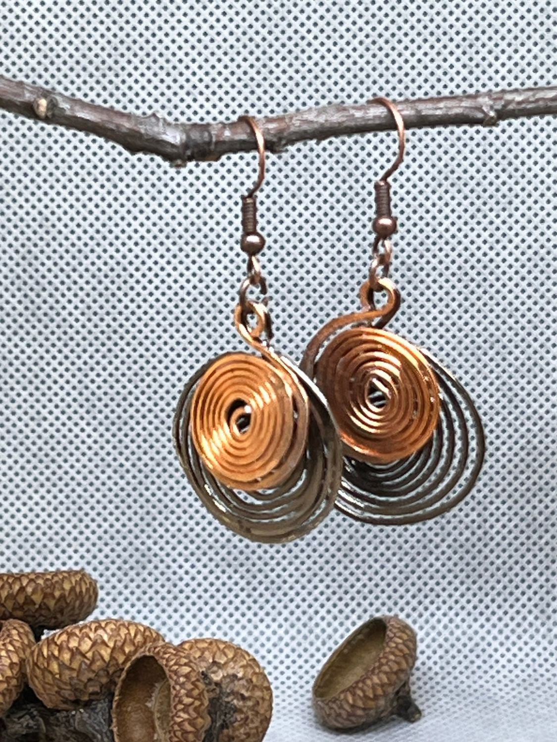 Antique Gold and Copper Hammered Swirl