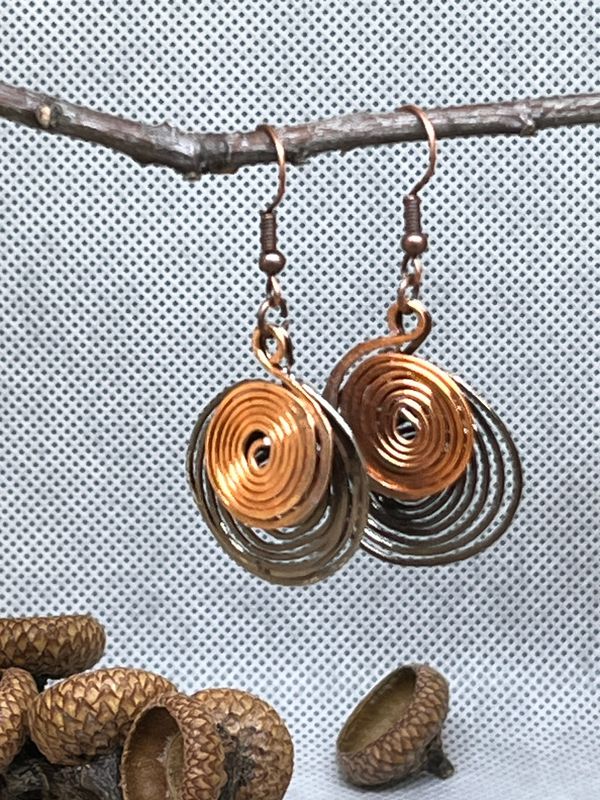 Antique Gold and Copper Hammered Swirl