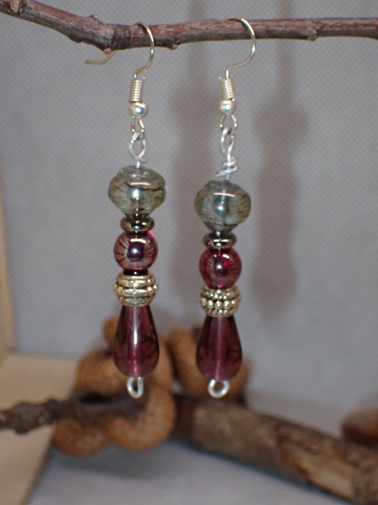 Pink and Grey Glass Beads